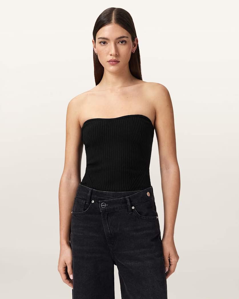 AllSaints Cruz Bandeau Slim Fit Top Women's Black Women's