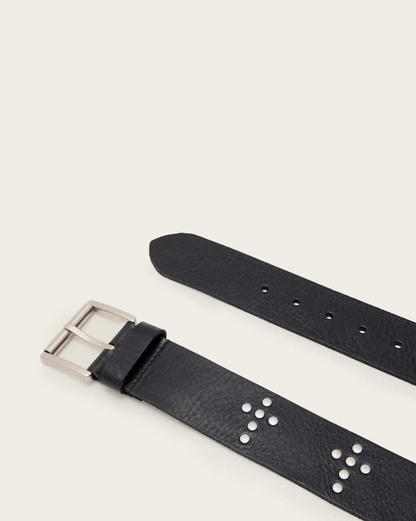 AllSaints Cross Maxx Leather Belt Women's Black/Antq Nickel Women's