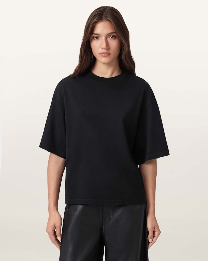 AllSaints Craneo Amelie Oversized T Shirt Women's Black Women's