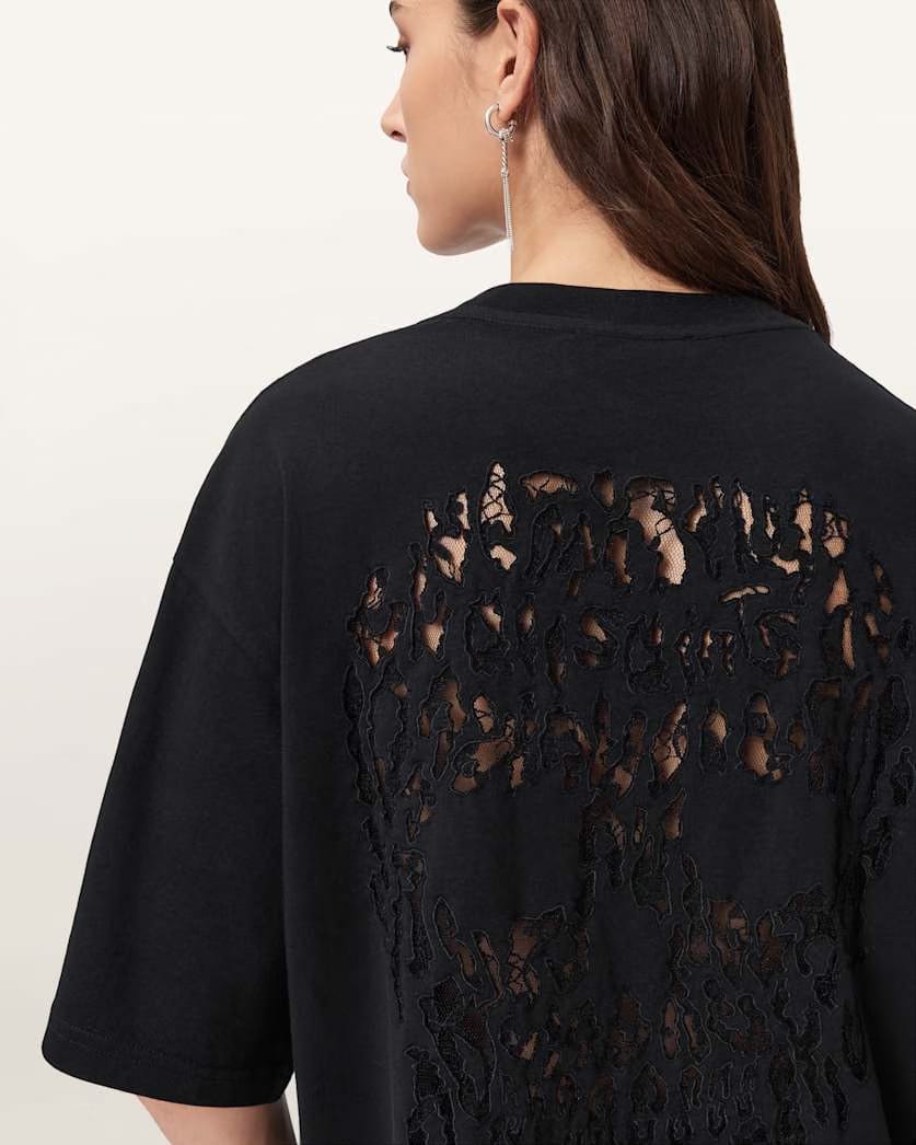 AllSaints Craneo Amelie Oversized T Shirt Women's Black Women's