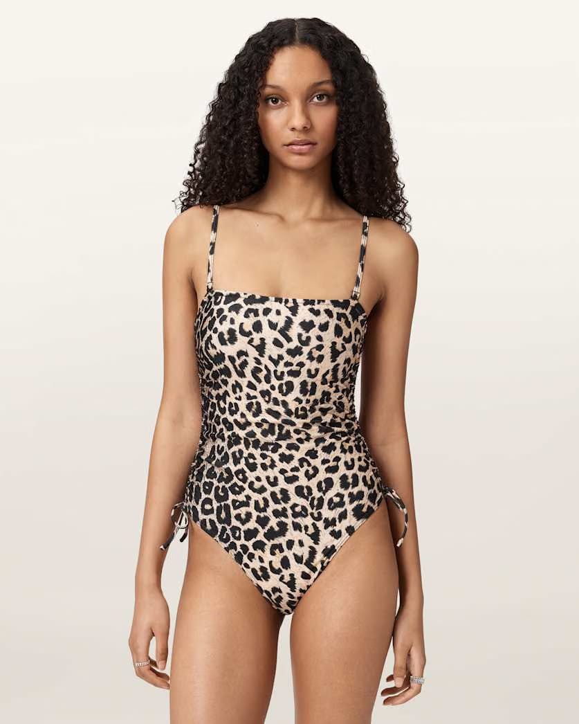 AllSaints Court Detachable Strap Swimsuit Women's Leppo Brown Women's