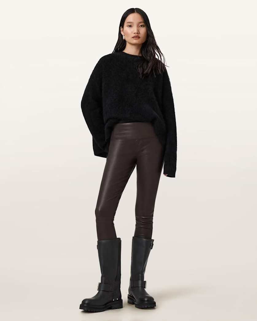 AllSaints Cora Leather Stretch Leggings Women's Bitter Brown Women's