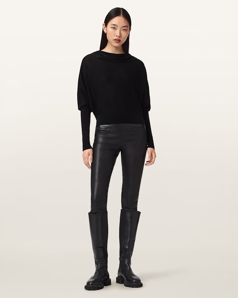AllSaints Cora Leather Stretch Leggings Women's Bitter Brown Women's