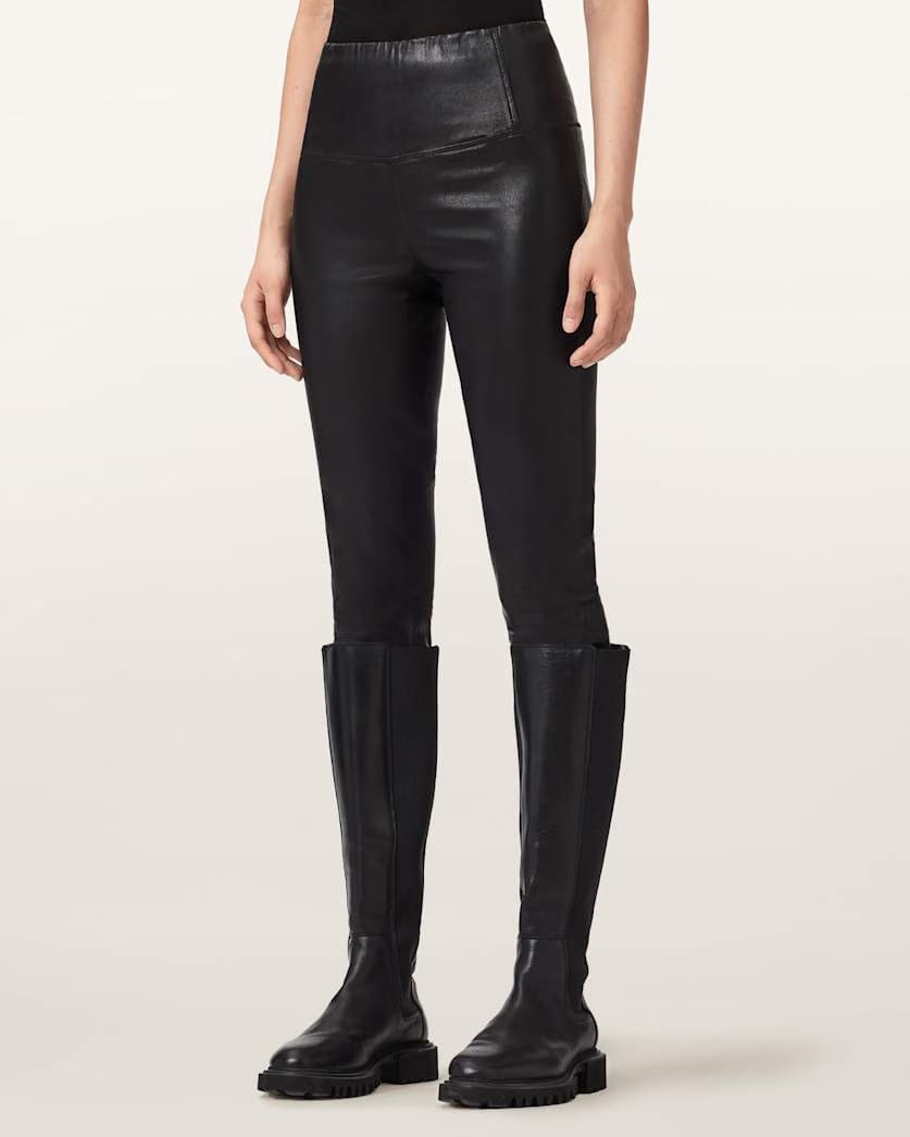 AllSaints Cora Leather Stretch Leggings Women's Bitter Brown Women's