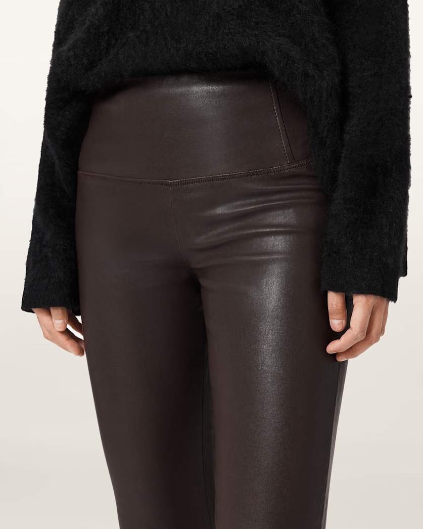 AllSaints Cora Leather Stretch Leggings Women's Bitter Brown Women's