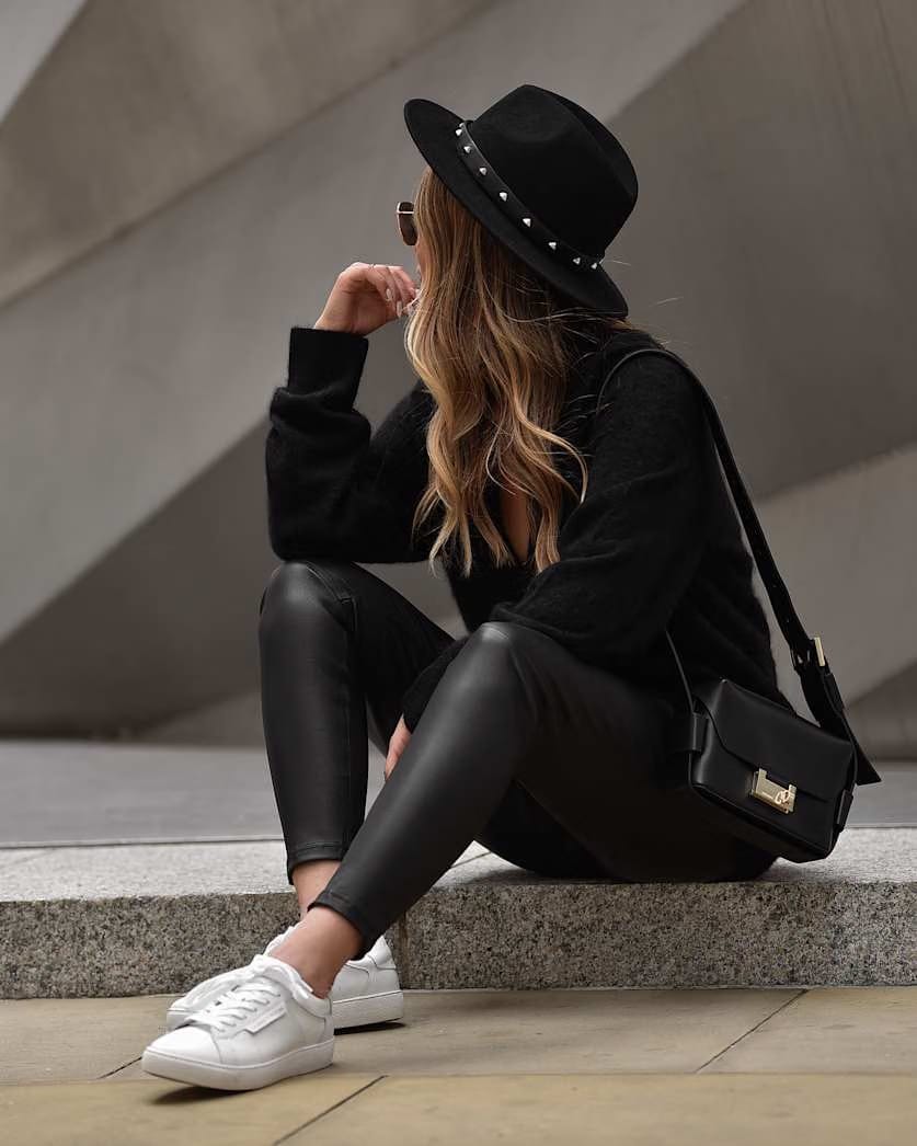 AllSaints Cora Leather Look High Rise Leggings Women's Black Women's