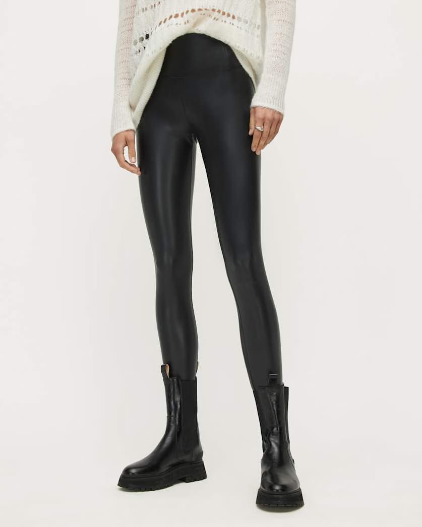 AllSaints Cora Leather Look High Rise Leggings Women's Black Women's