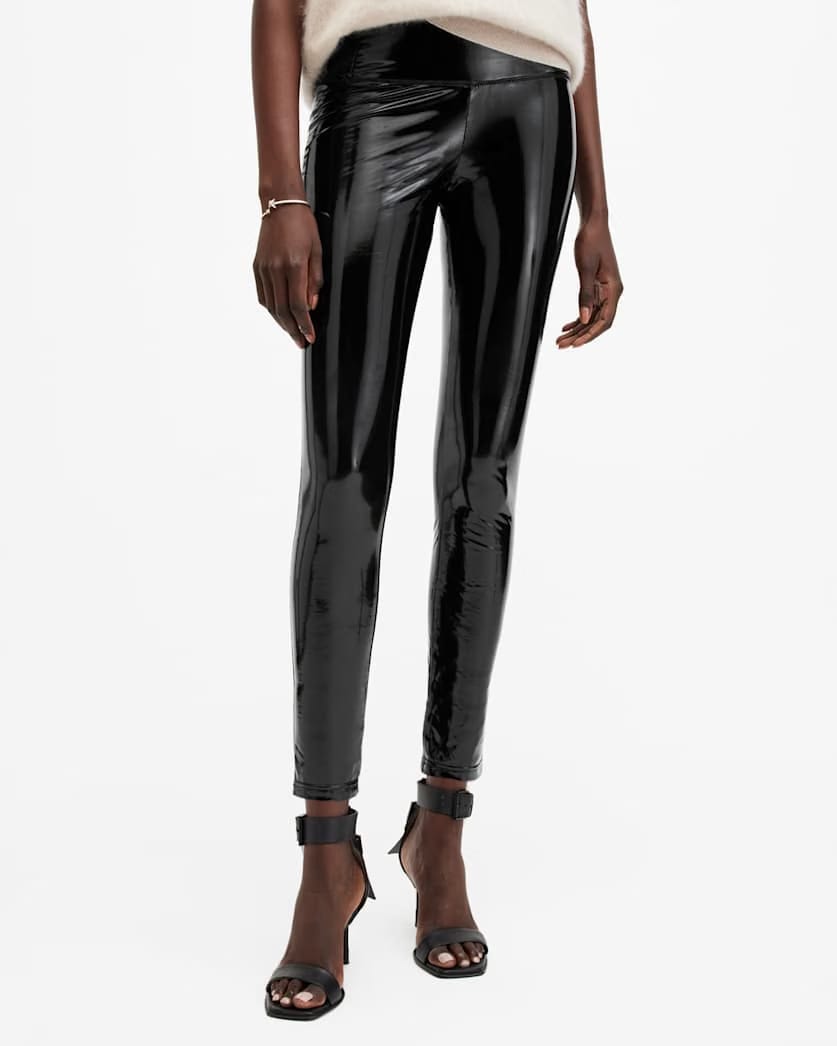 AllSaints Cora High Rise Shine Leggings Women's Black Women's