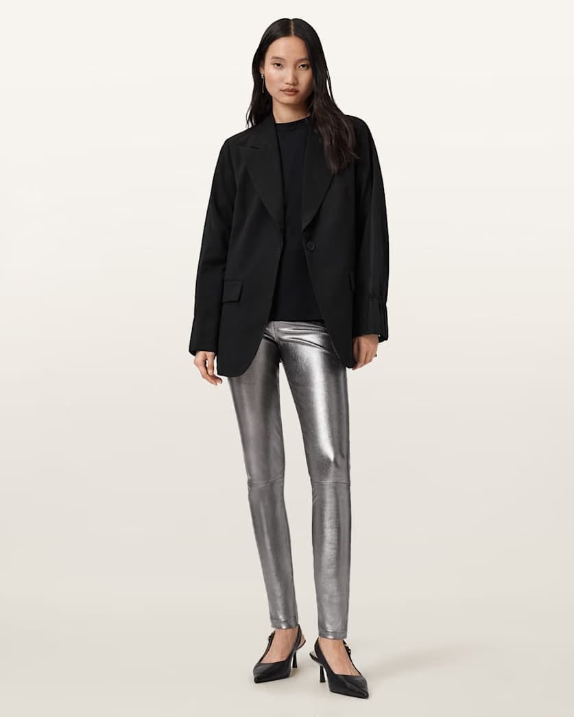 AllSaints Cora High Rise Leather Leggings Women's Gunmetal Women's