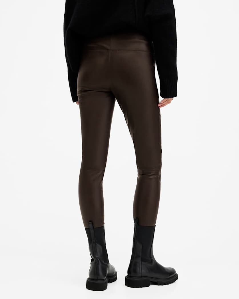 AllSaints Cora High Rise Leather Leggings Women's Oxblood Red Women's