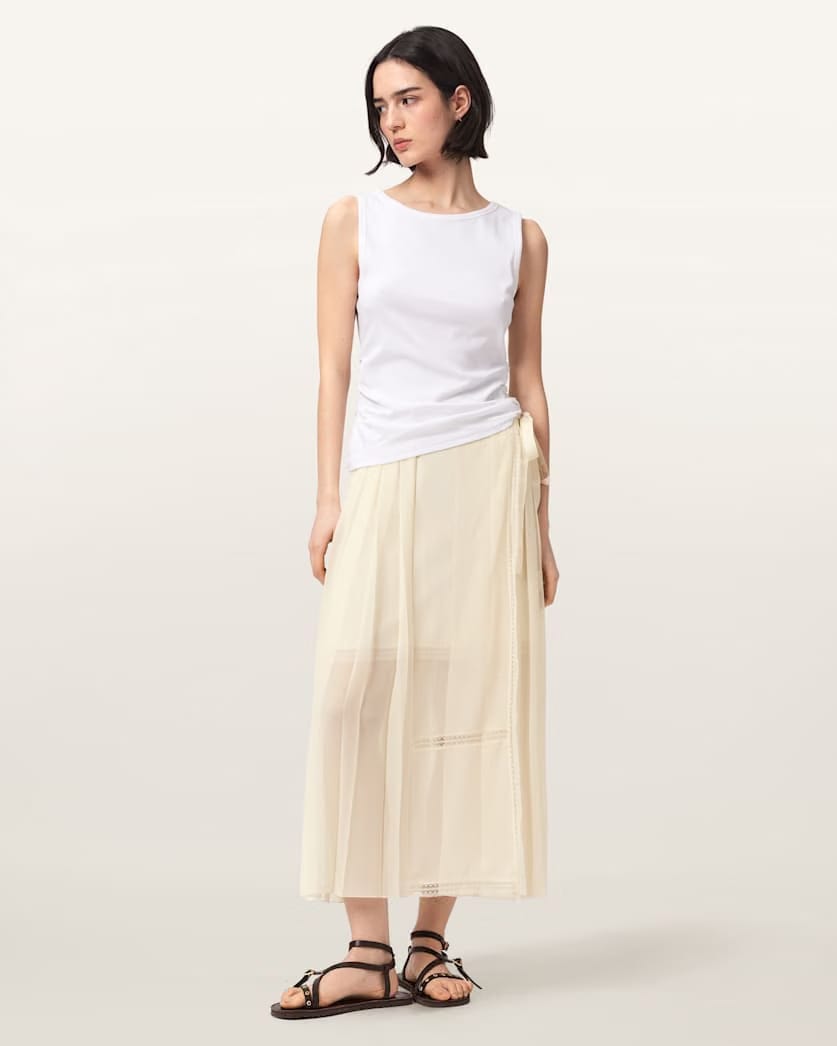 AllSaints Clover Wrap Maxi Skirt Women's Khaki Green Women's