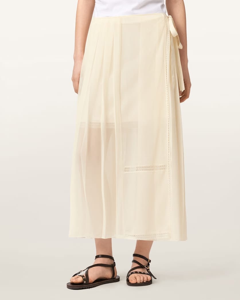 AllSaints Clover Wrap Maxi Skirt Women's Khaki Green Women's