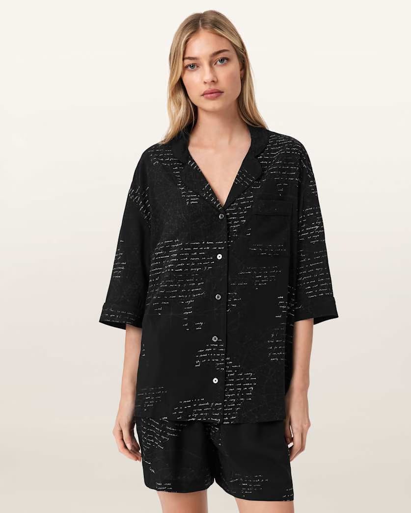 AllSaints Clem Pj Set Women's Script Black Women's
