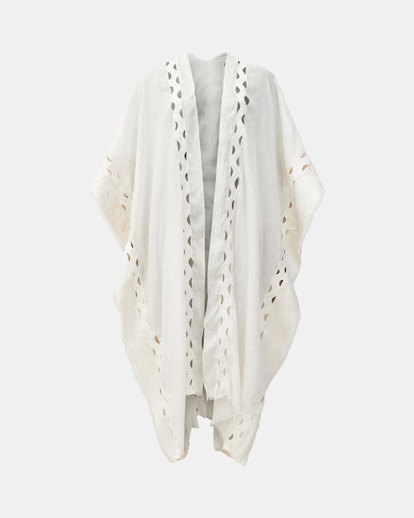 AllSaints Clarissa Logo Print Ruana Scarf Women's Ecru White Women's