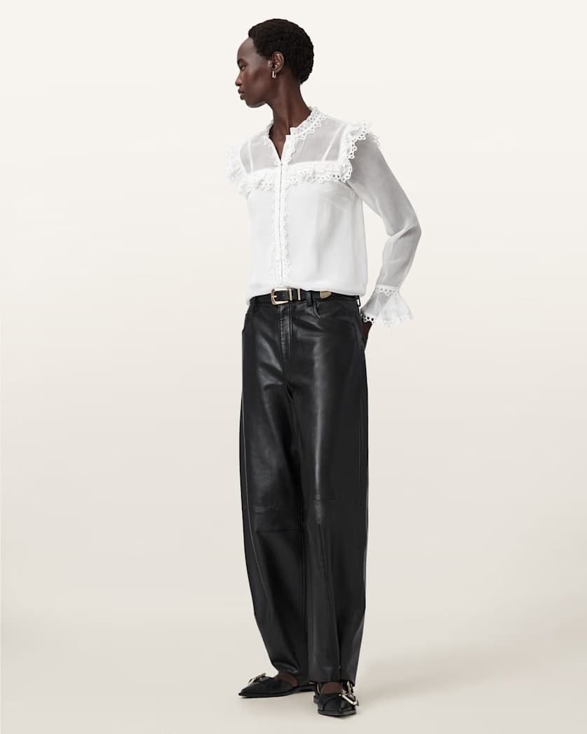 AllSaints Ciara Sheer Lace Shirt Women's Vintage White Women's