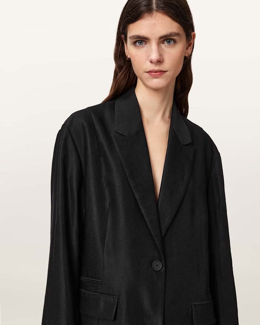 AllSaints Charley Oversized Single Breasted Blazer Women's Black Women's