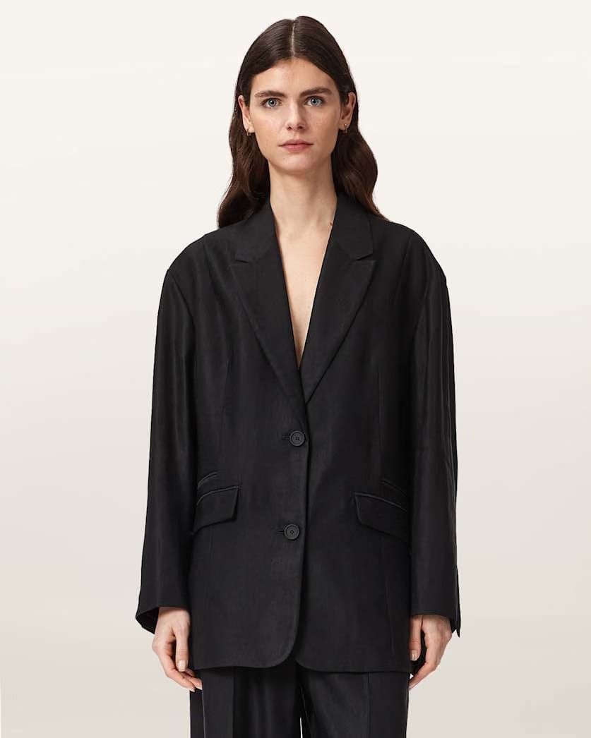 AllSaints Charley Oversized Single Breasted Blazer Women's Black Women's
