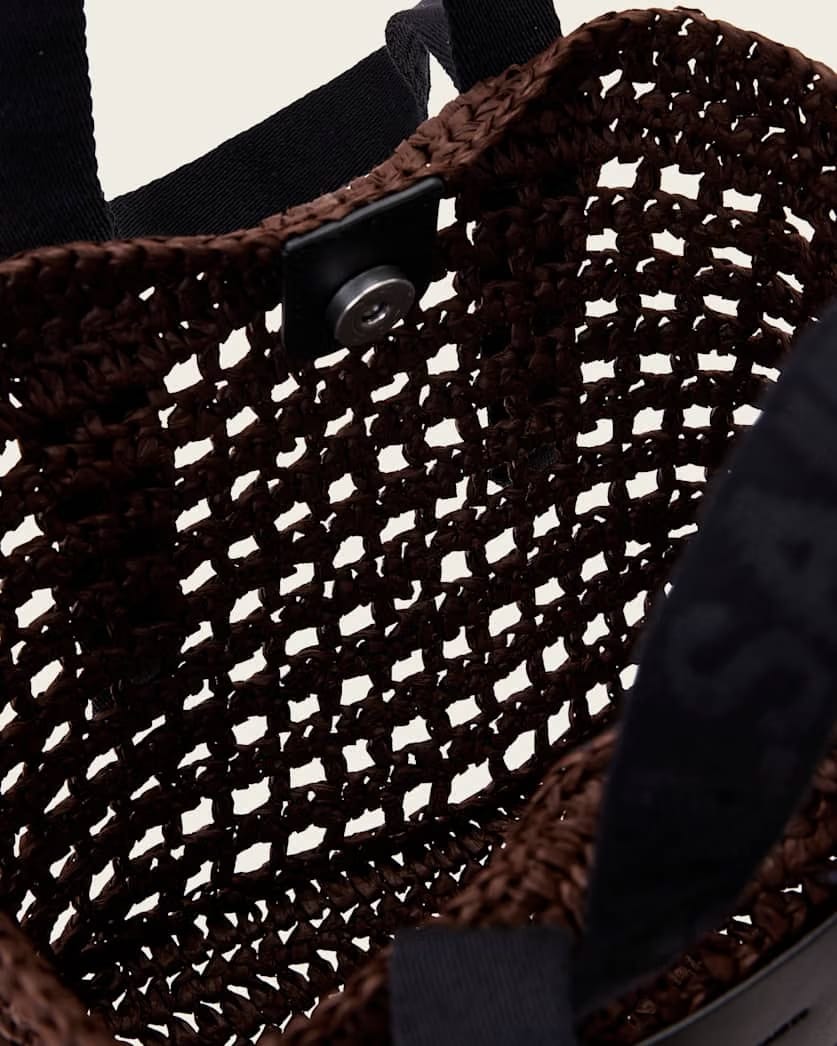 AllSaints Celayne Crochet Woven Mesh Bag Women's Cognac Brown Women's