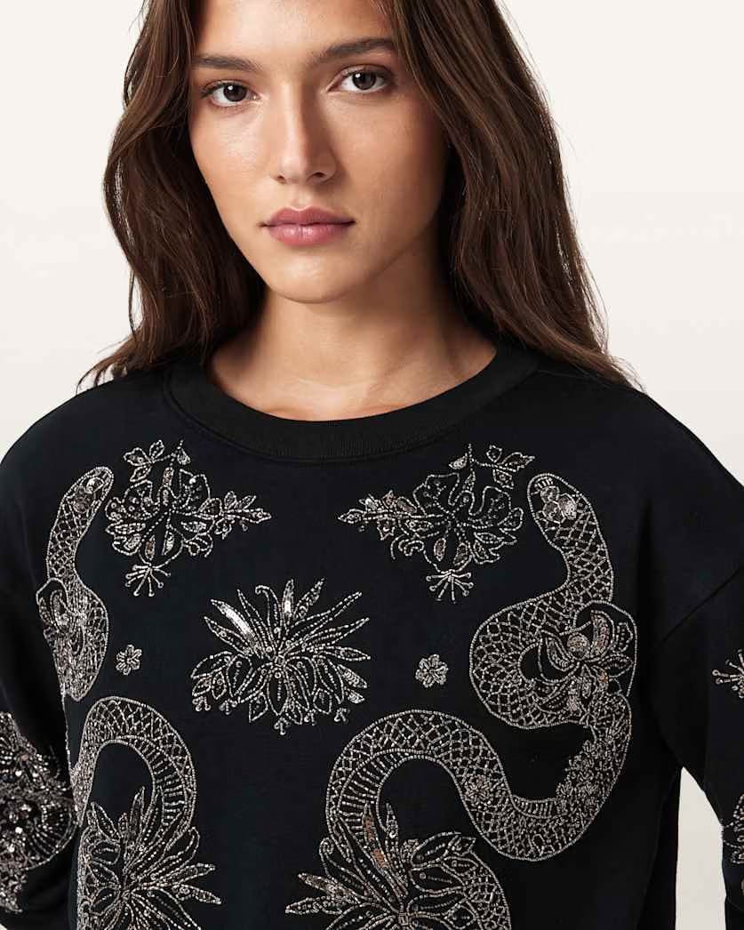 AllSaints Cecile Embellished Pippa Sweatshirt Women's Black Women's