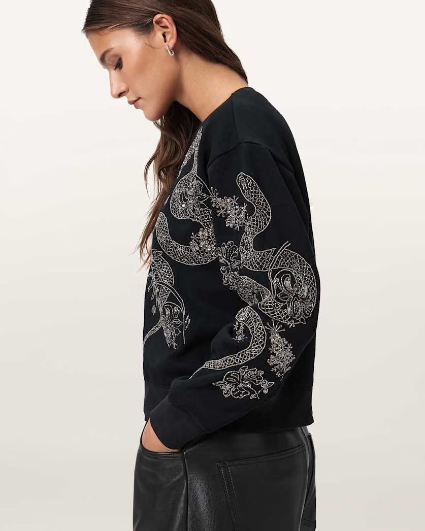 AllSaints Cecile Embellished Pippa Sweatshirt Women's Black Women's