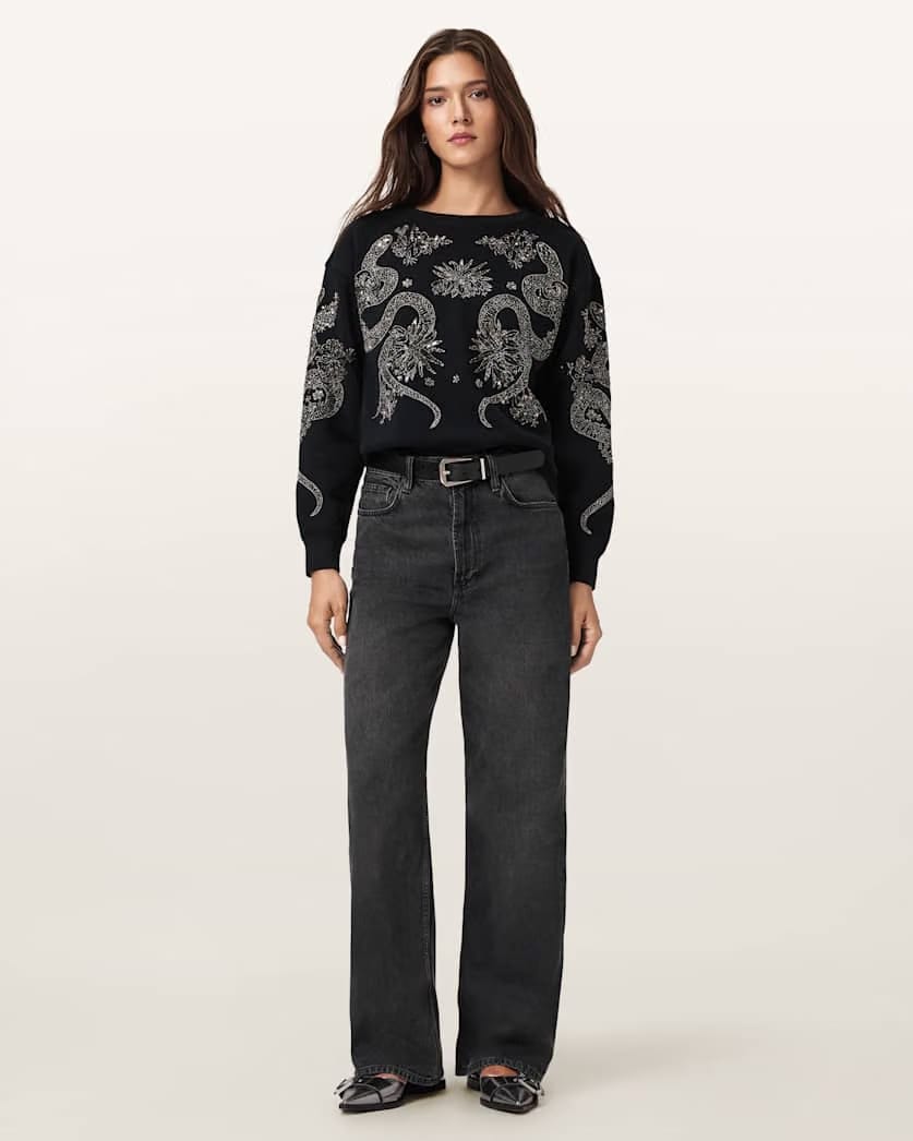 AllSaints Cecile Embellished Pippa Sweatshirt Women's Black Women's