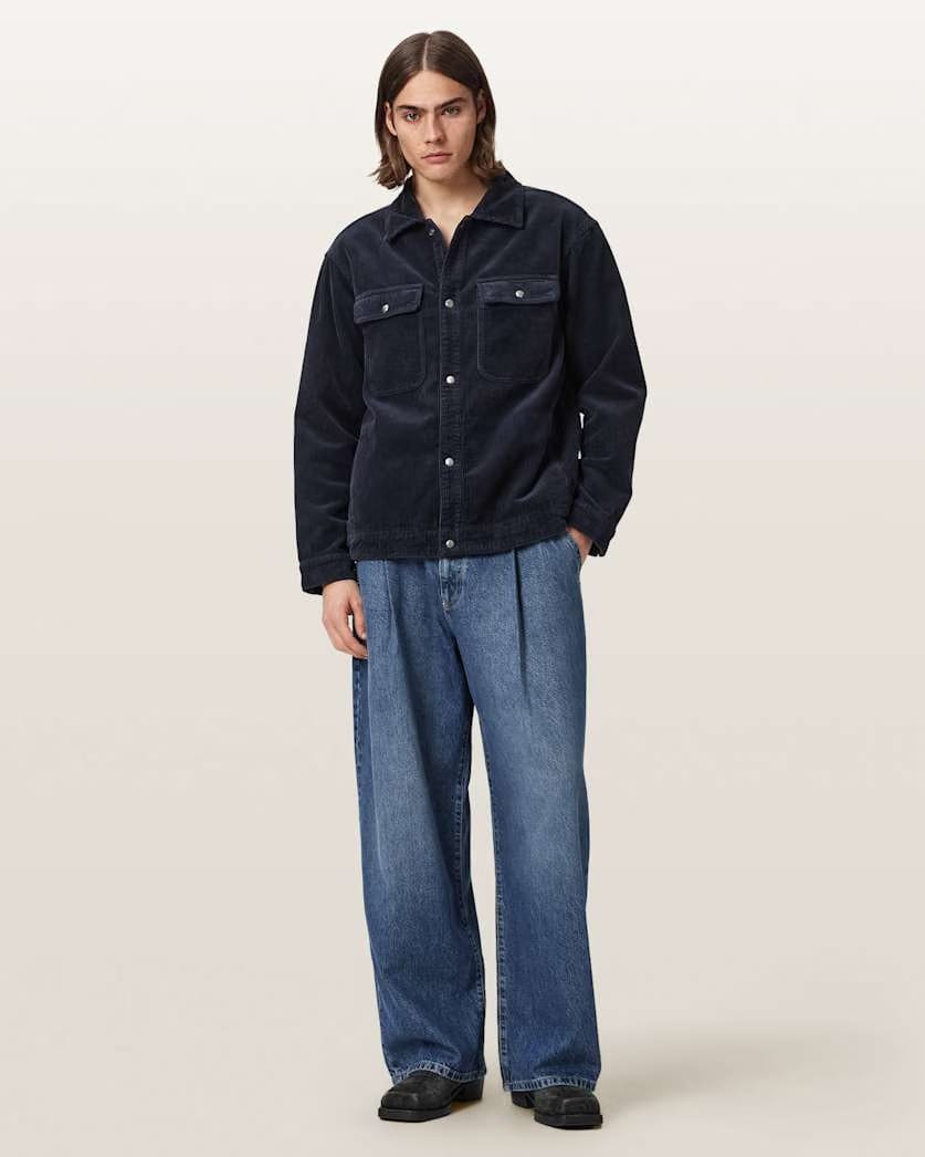 AllSaints Castleford Corduroy Overshirt Moonlit Blue