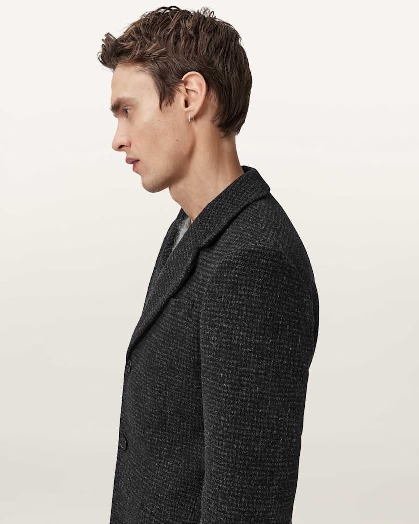 AllSaints Caspian Single Breasted Coat Cinder Black Marl