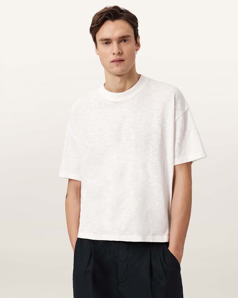 AllSaints Casper Boxy Crew Neck T Shirt Chalk White