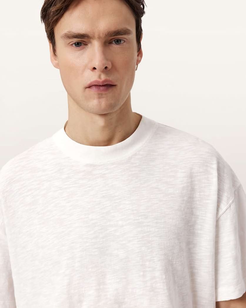 AllSaints Casper Boxy Crew Neck T Shirt Chalk White