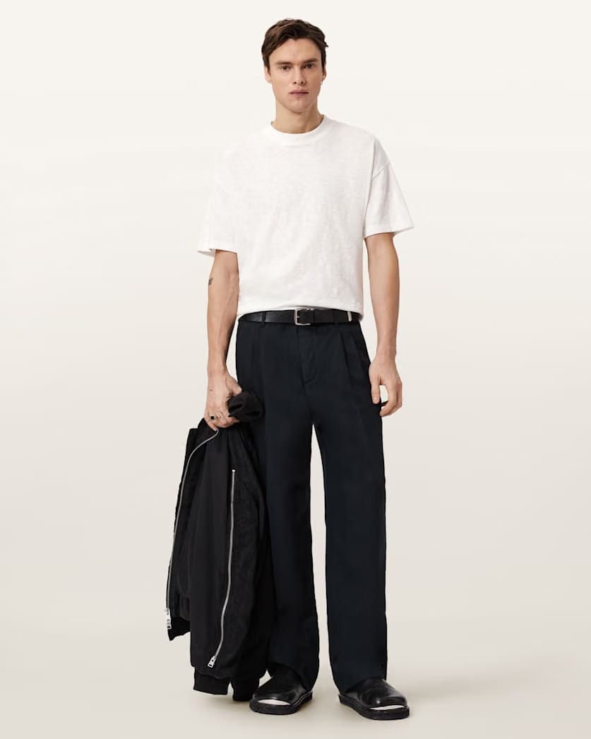 AllSaints Casper Boxy Crew Neck T Shirt Chalk White