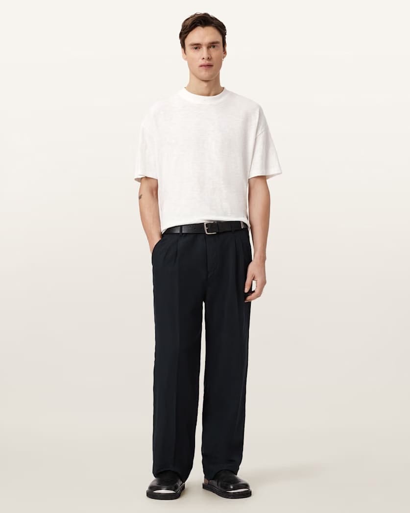 AllSaints Casper Boxy Crew Neck T Shirt Chalk White