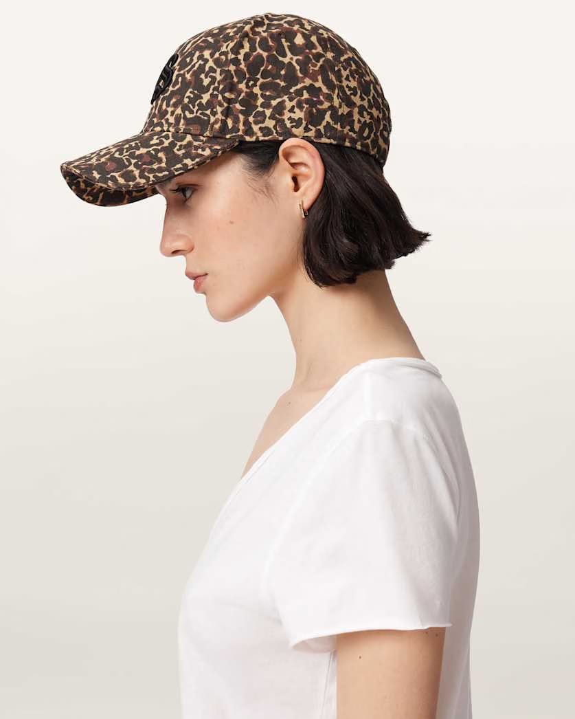 AllSaints Casey Leopard Print Baseball Cap Women's Brown Women's