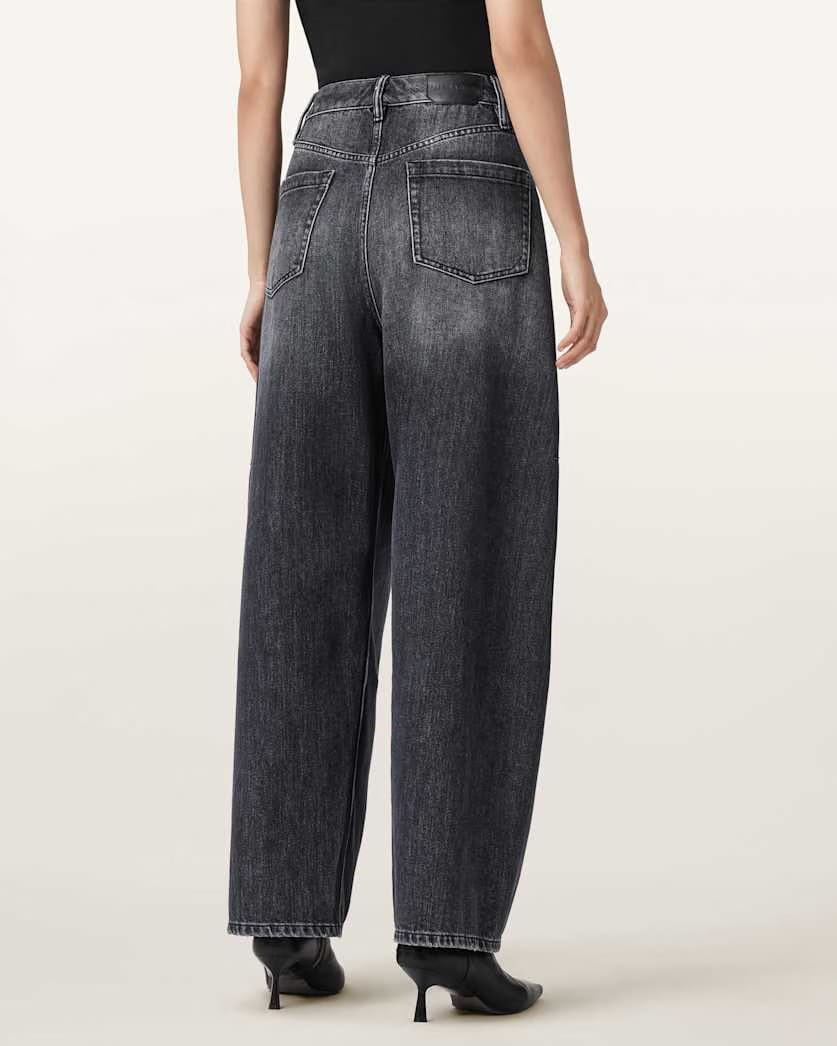 AllSaints Carter Barrel Denim Jeans Women's Washed Black Women's