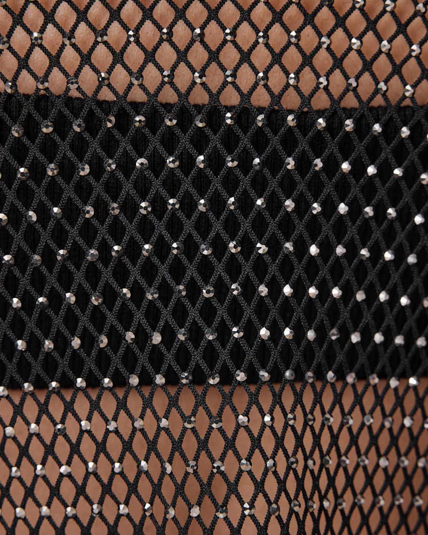 AllSaints Calytrix Sparkle Fish Net Top Women's Black Women's