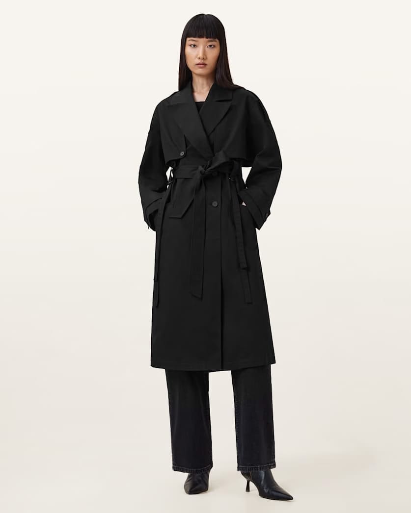 AllSaints Cadence Relaxed Fit Trench Coat Women's Black Women's