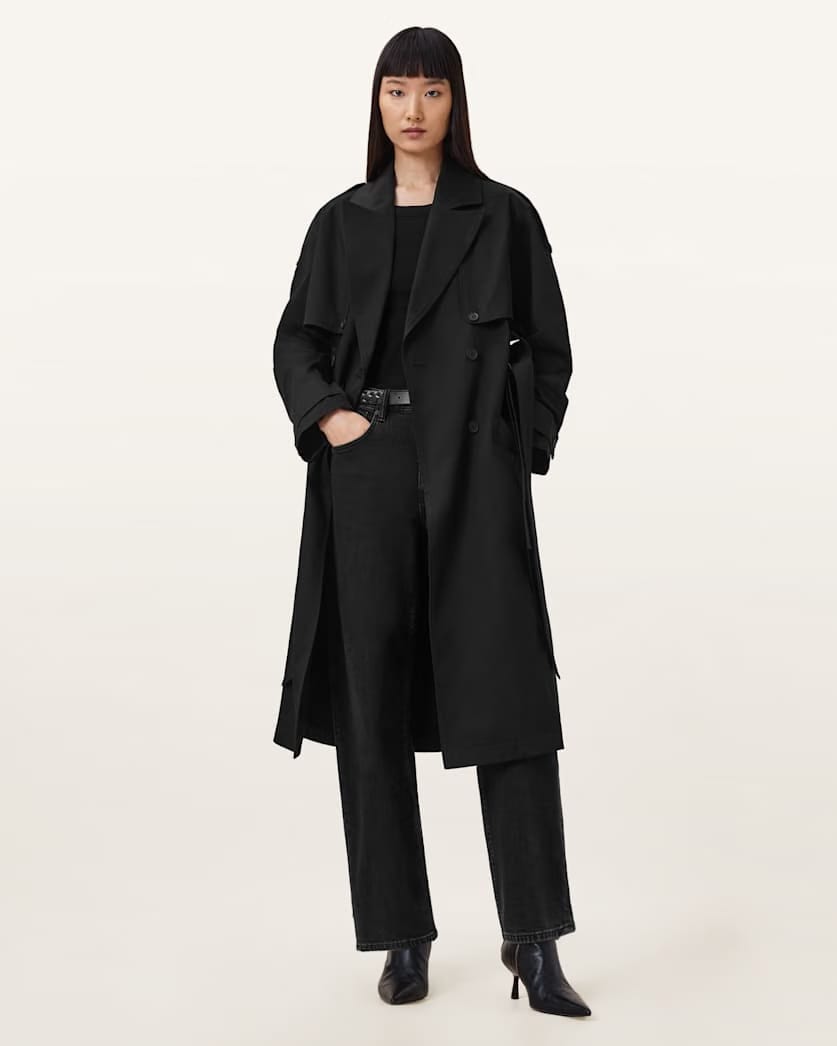 AllSaints Cadence Relaxed Fit Trench Coat Women's Black Women's