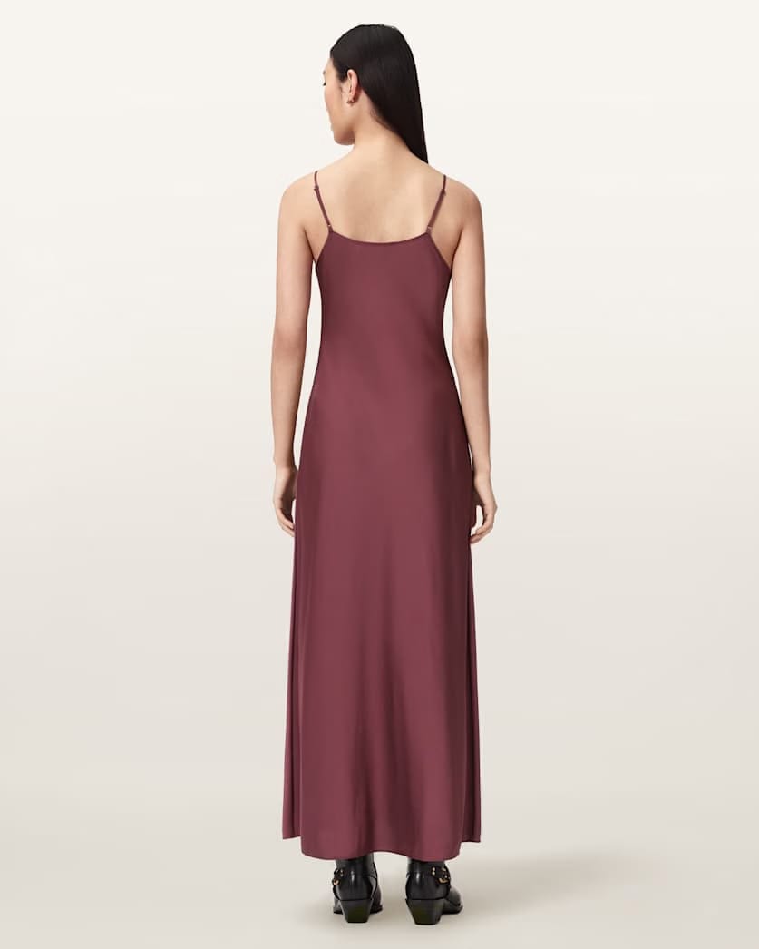 AllSaints Bryony Maxi Slip Dress Women's Raspberry Pink Women's