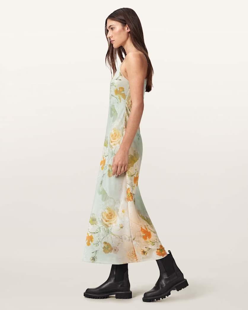AllSaints Bryony Floral Slip Dress Women's Haze Blush Pink Women's