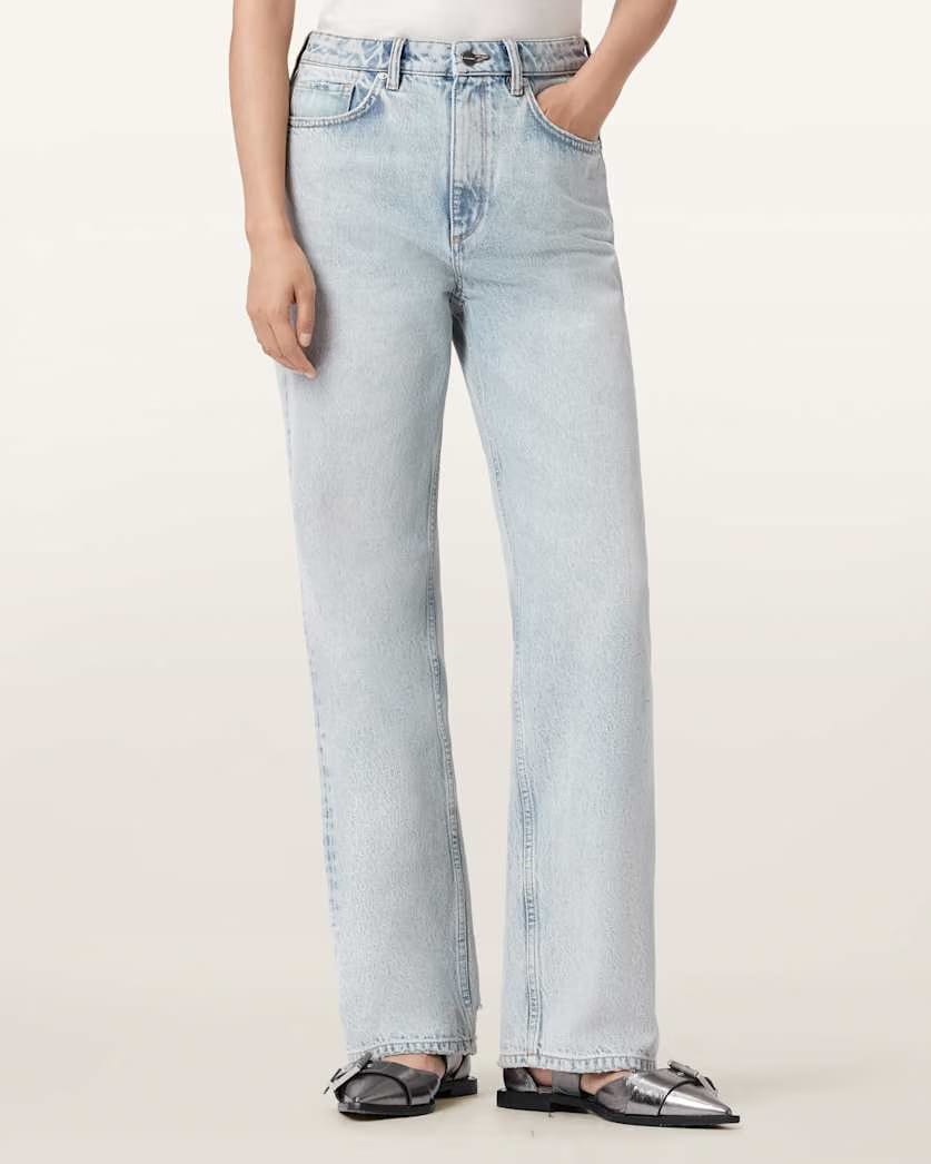 AllSaints Brooklyn Straight Leg Jeans Women's Snow Indigo Blue Women's