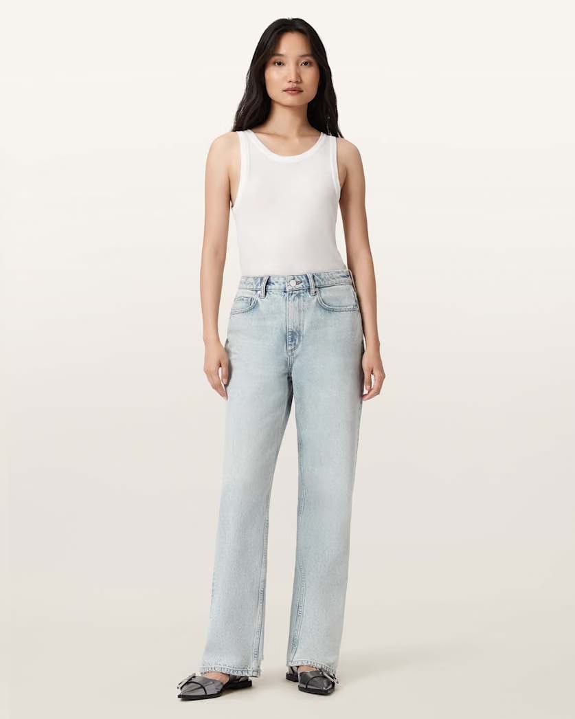 AllSaints Brooklyn Straight Leg Jeans Women's Snow Indigo Blue Women's