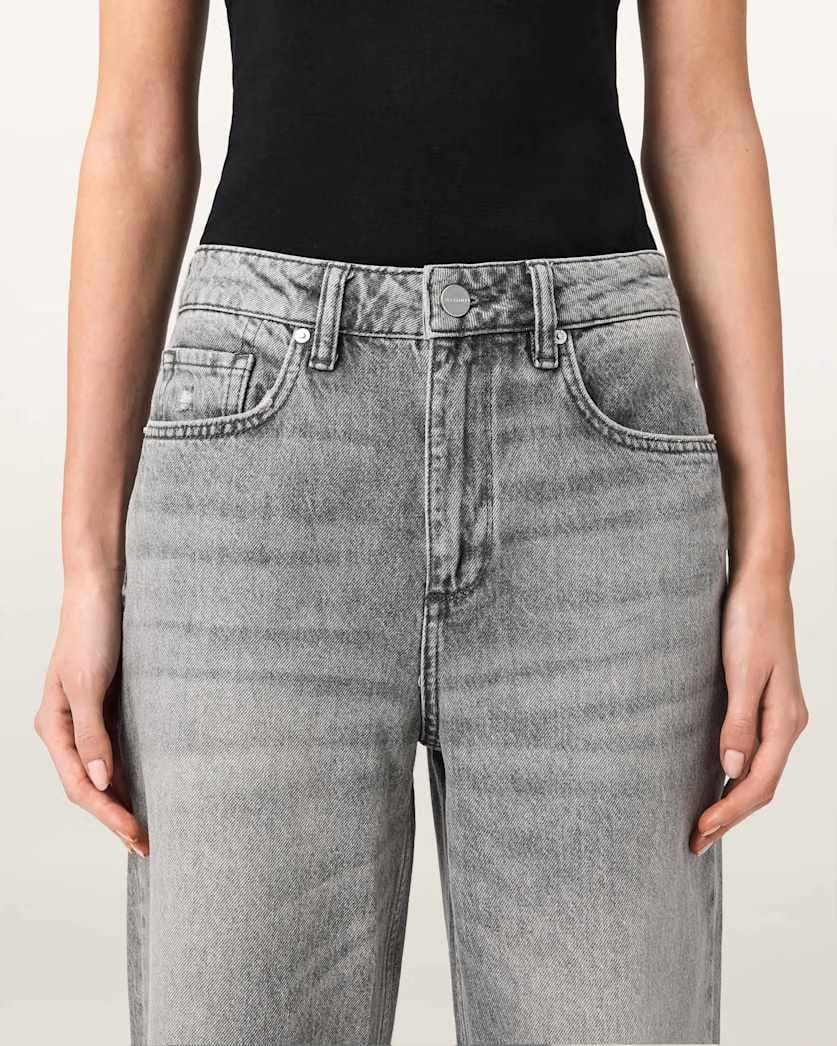 AllSaints Brooklyn Straight Leg Denim Jeans Women's Destroy Grey Women's