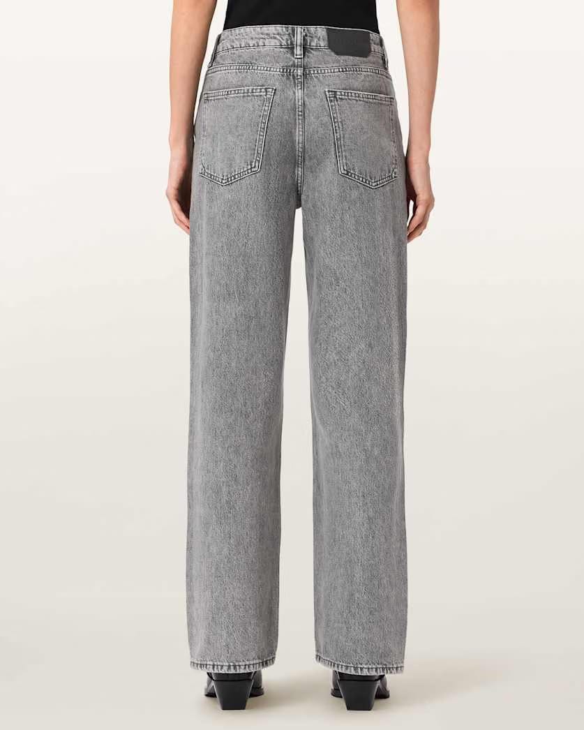 AllSaints Brooklyn Straight Leg Denim Jeans Women's Destroy Grey Women's