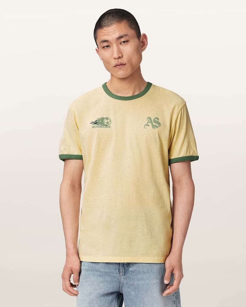 AllSaints Brasilia Short Sleeve Crew Neck T Shirt Capsicum Yellow