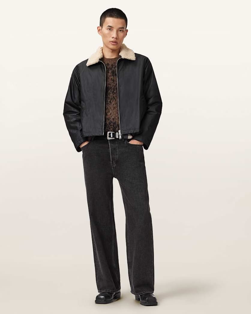 AllSaints Boston Waxed Jacket Black
