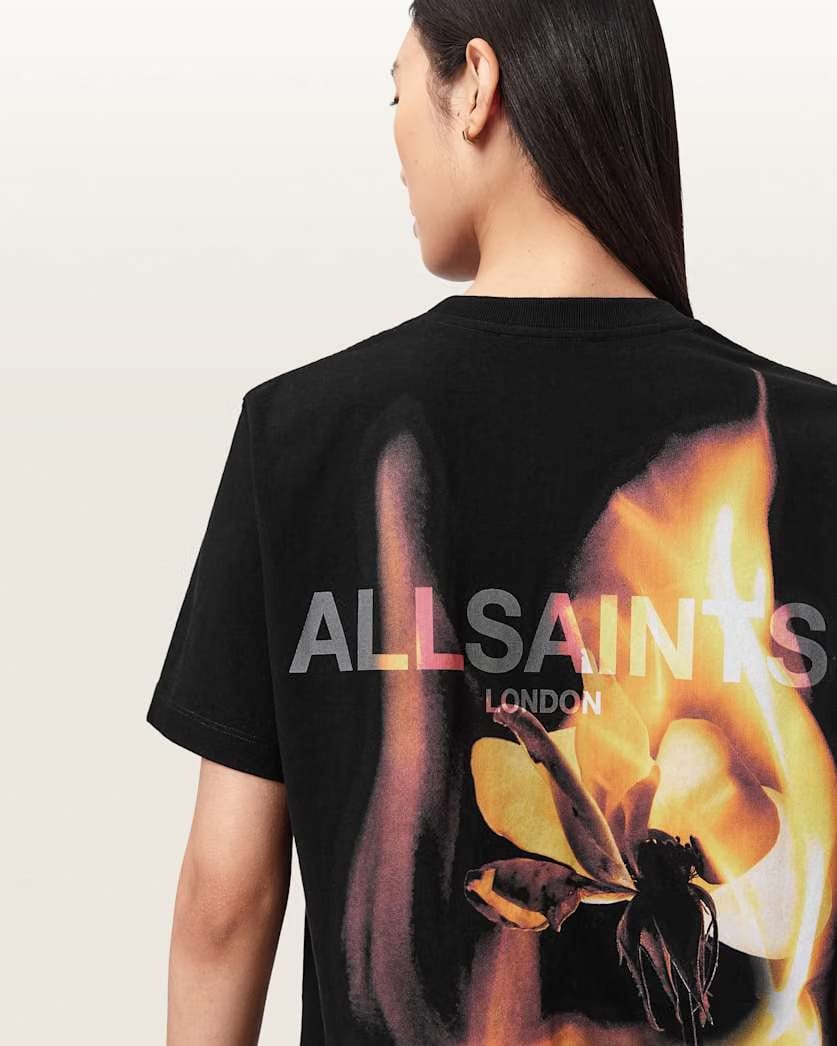 AllSaints Blaze Oversized Boyfriend T Shirt Women's Black Women's