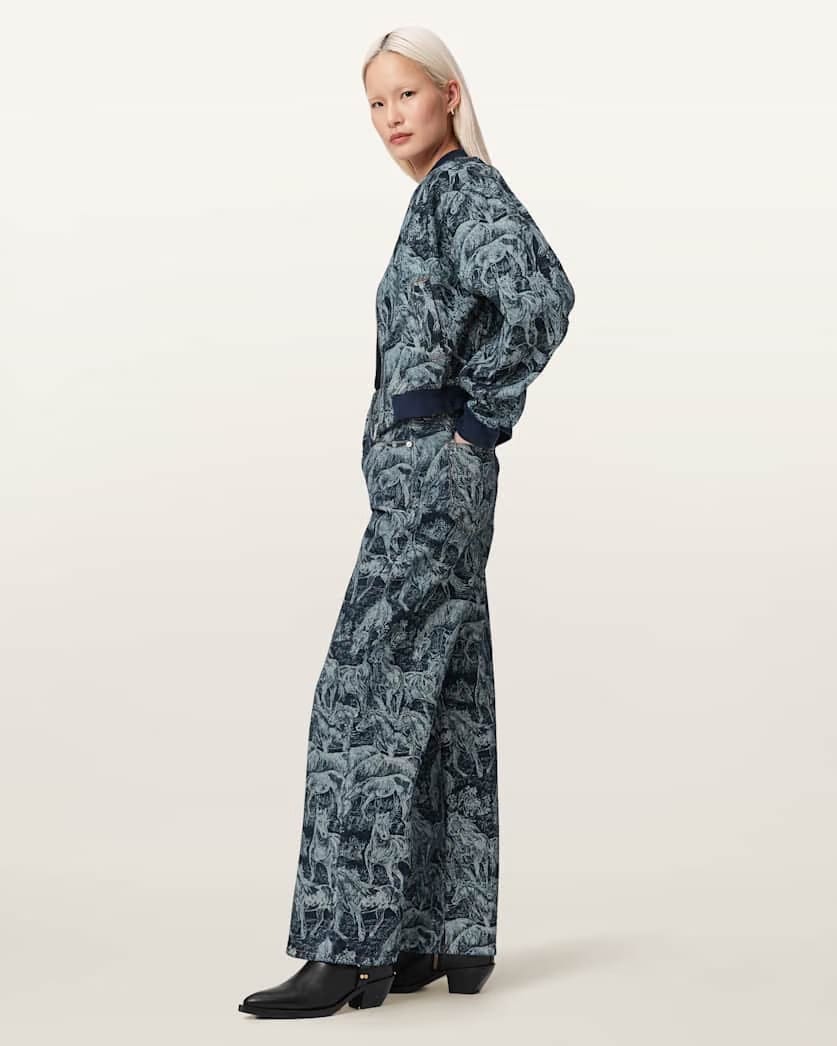 AllSaints Blake Horse Jacquard Denim Jeans Women's Printed Indigo Women's