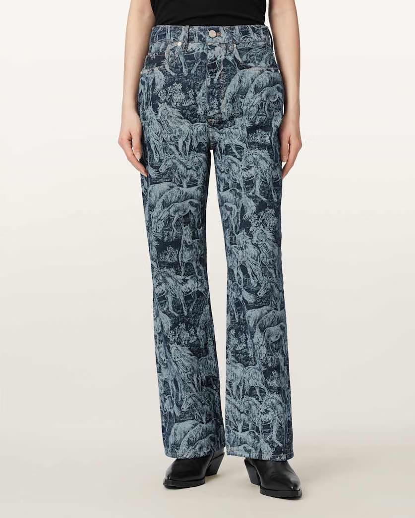 AllSaints Blake Horse Jacquard Denim Jeans Women's Printed Indigo Women's
