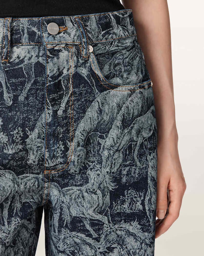 AllSaints Blake Horse Jacquard Denim Jeans Women's Printed Indigo Women's