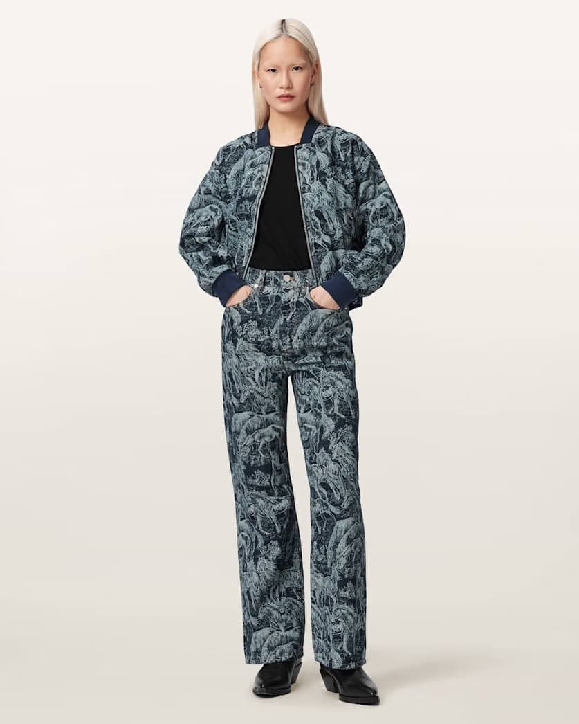 AllSaints Blake Horse Jacquard Denim Jeans Women's Printed Indigo Women's