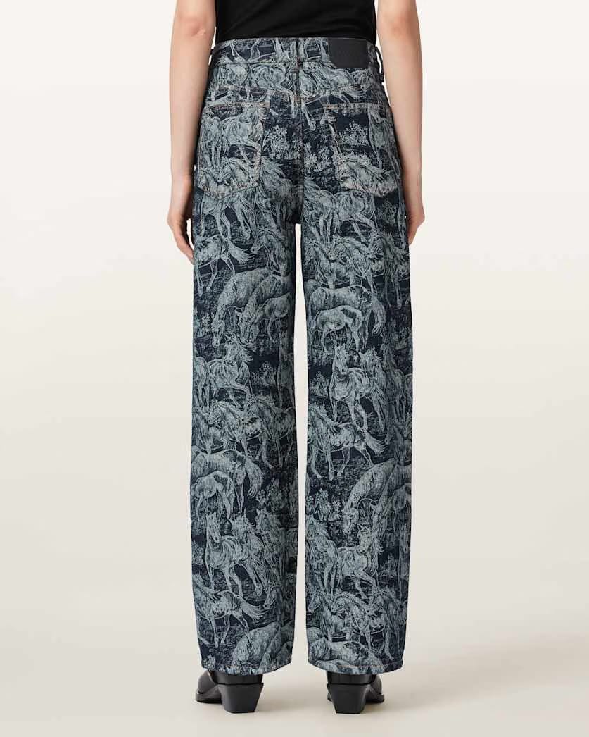 AllSaints Blake Horse Jacquard Denim Jeans Women's Printed Indigo Women's